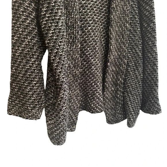 Zara Knit Chunky Black White Grey Open Front Cardigan Sweater M - Picture 4 of 11